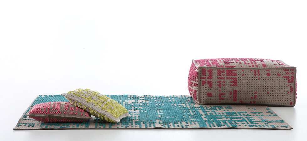 New rugs, pouffes and cushions by Charlotte Lancelot partnered with Gandia Blasco's GAN division