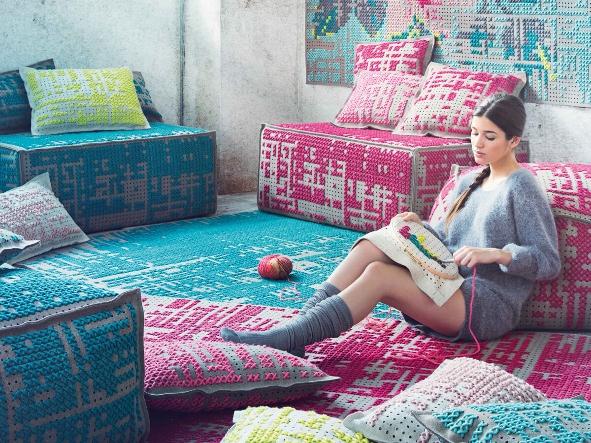 New collection of rugs, pouffes and cushions by Charlotte Lancelot partnered with Gandia Blasco's GAN division