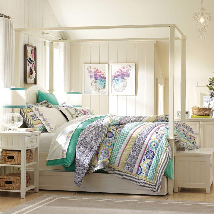 Bedroom ideas - canopy bed with contemporary design PB Teen