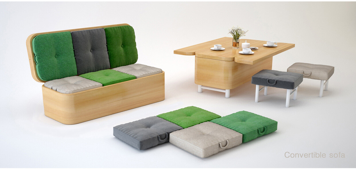 Multifunctional furniture convertible sofa by Julia Kononenko (1)