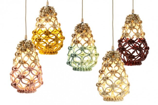 Macrame pendant lights - three collections by Sarah Parkes - HomeWorldDesign (1)