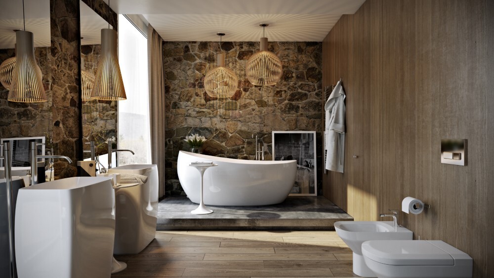 Modern bathroom by Paul Vetrov wood, stone and shadows - HomeWorldDesign (1)