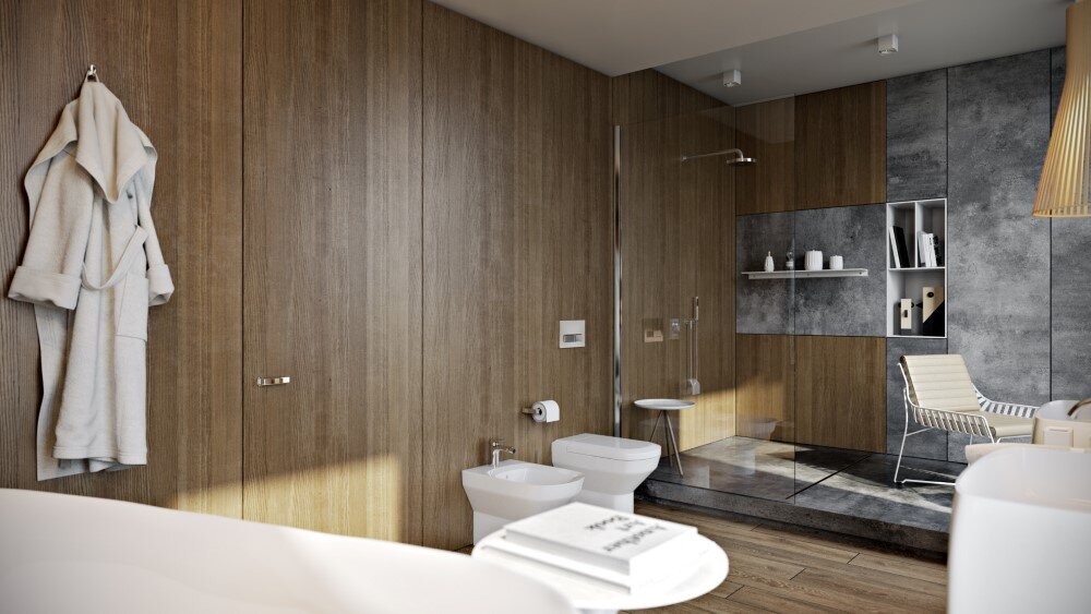 Modern bathroom by Paul Vetrov wood, stone and shadows - HomeWorldDesign (2)