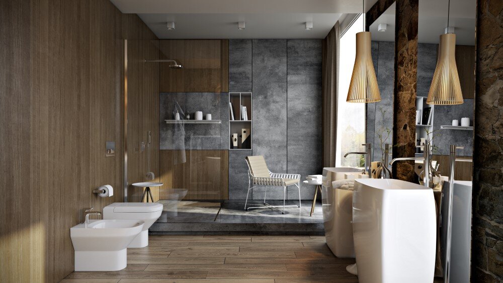 Modern bathroom by Paul Vetrov wood, stone and shadows - HomeWorldDesign (6)