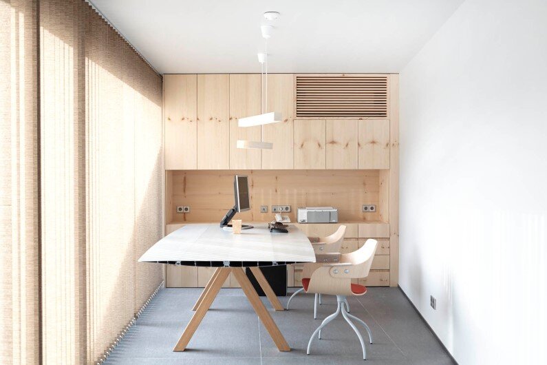 Family House with wooden interior- office space