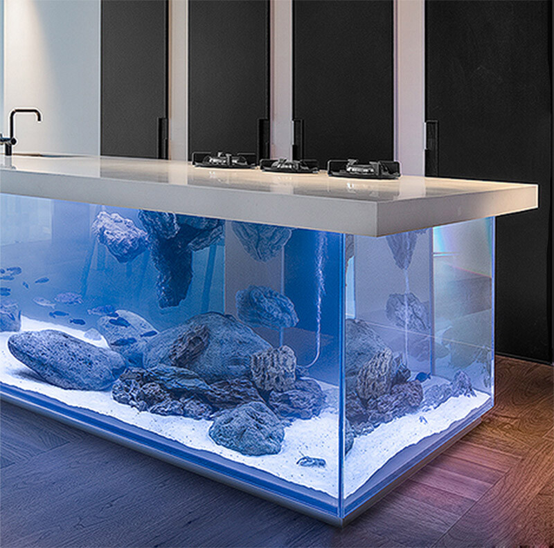 Kitchen with large aquarium for a base - interior designer Robert Kolenik