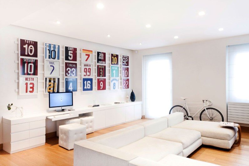 Mauro Soddu designed this bright living room for a soccer player