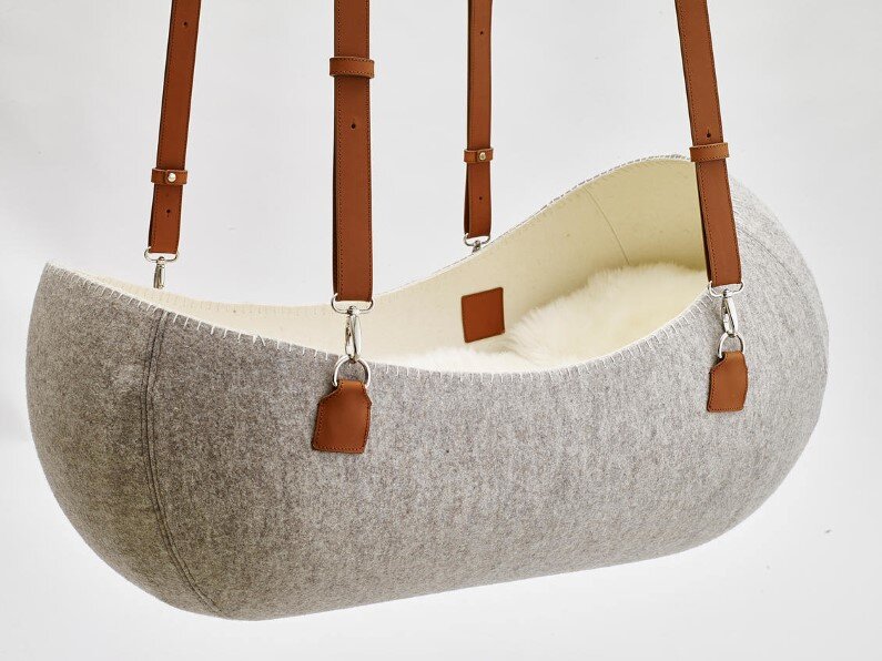 O - bjekt design studio created the Little Nest - the felt cradle (1)