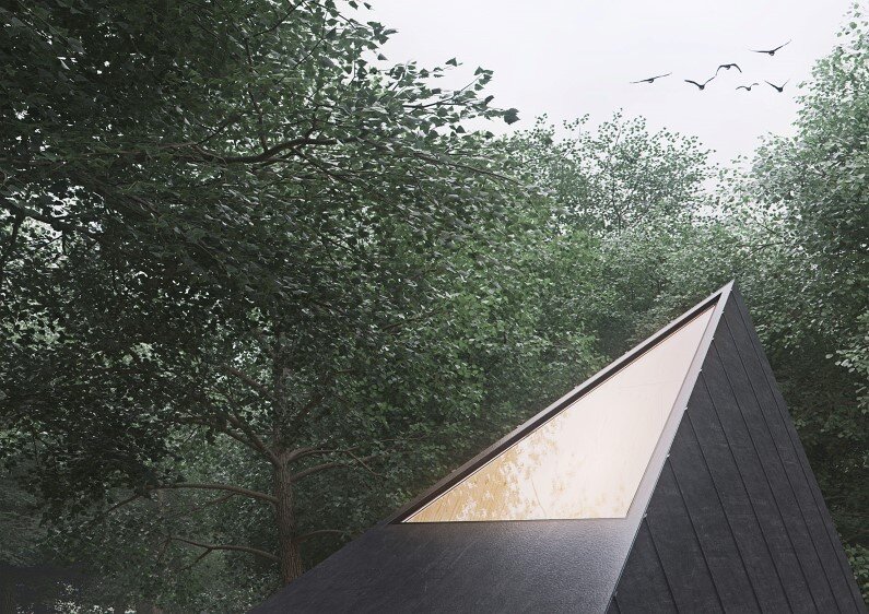 Retreat in a forest with minimal impact on the environment by Polish designer Tomek Michalski