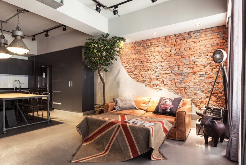 Taipei apartment interior design based on industrial and vintage style
