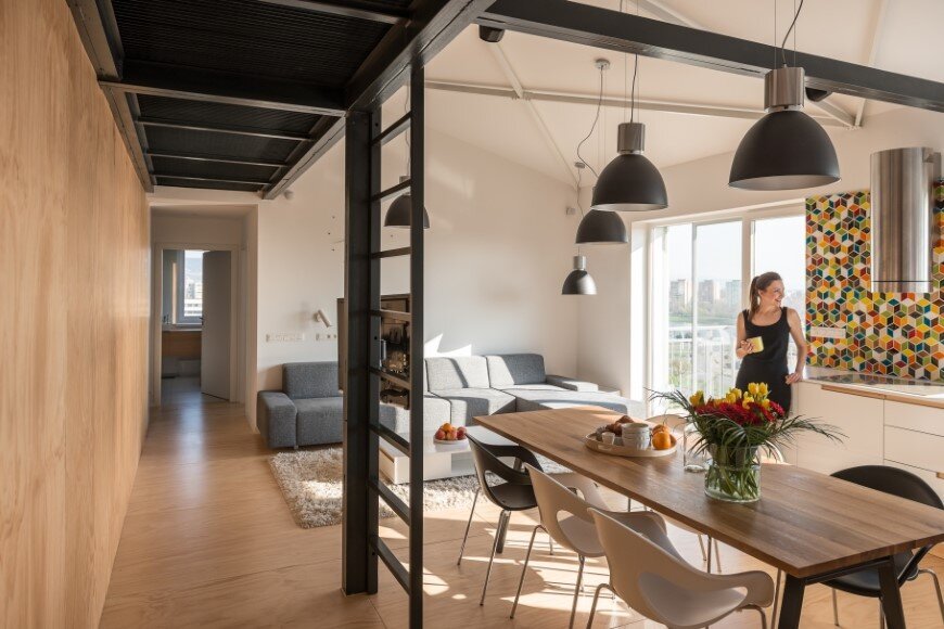 Industrial style in harmony with warm natural materials in a cozy loft by Rules Architects - Bratislava (9)