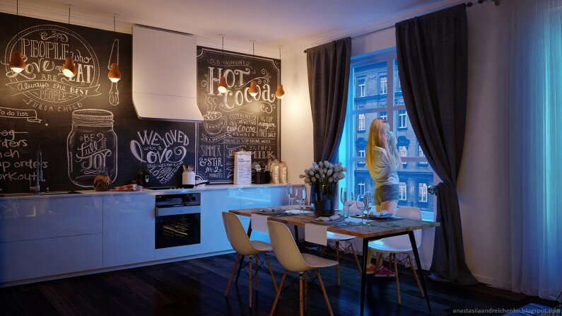 Monochrome Apartment by Anastasia Andreichenko