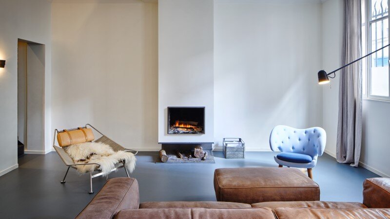 living room, fireplace