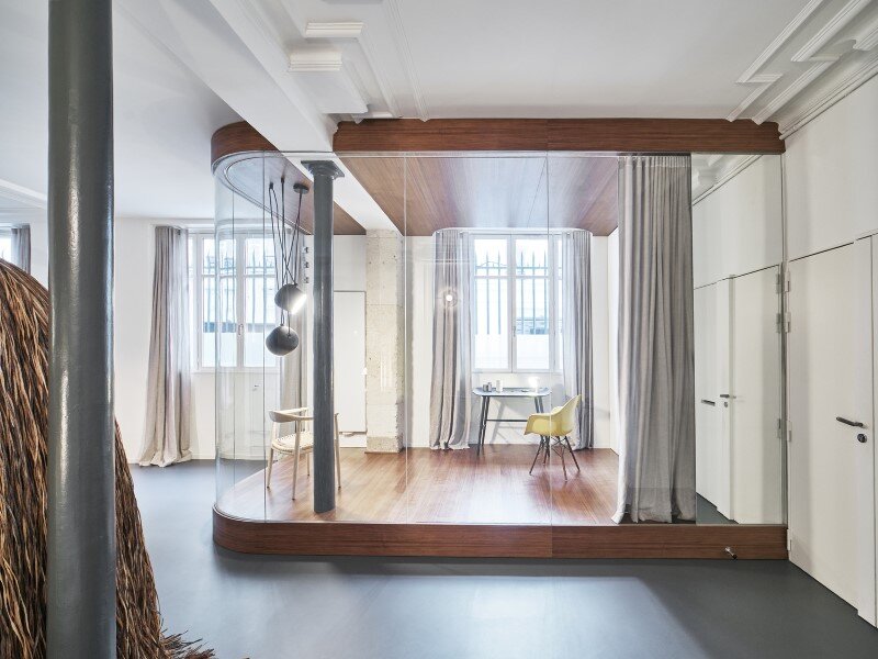 Parisian Apartment Glass & Walnut / CUT Architectures