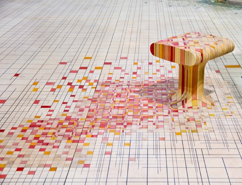 Endgrain - furniture made of dye-soaked pieces of timber (5)