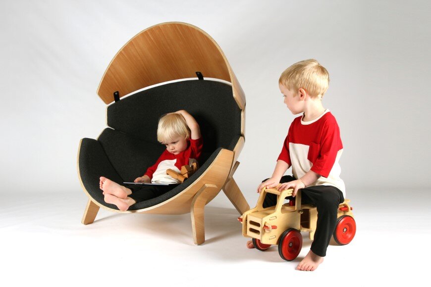 Hideaway Chair - a bent ply wood and upholstered children’s chair (2)