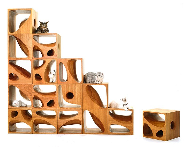 CATable wooden cubes designed for playful cats (5)
