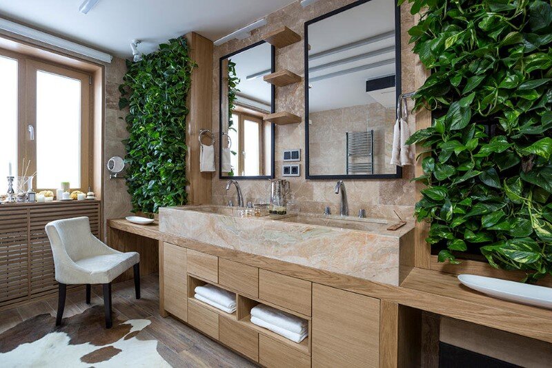 Ecodesign that integrates fitomuduli with live plants - bathroom interior design (1)