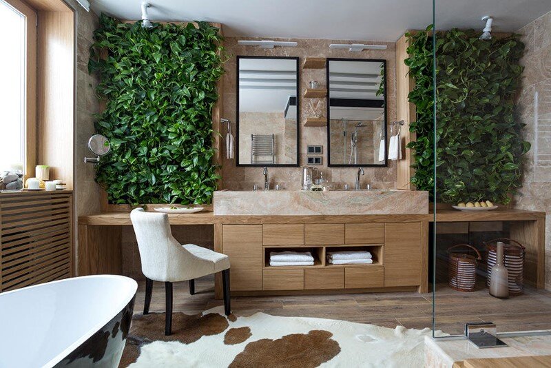 Eco-design that integrates fitomuduli with live plants - bathroom interior design (8)