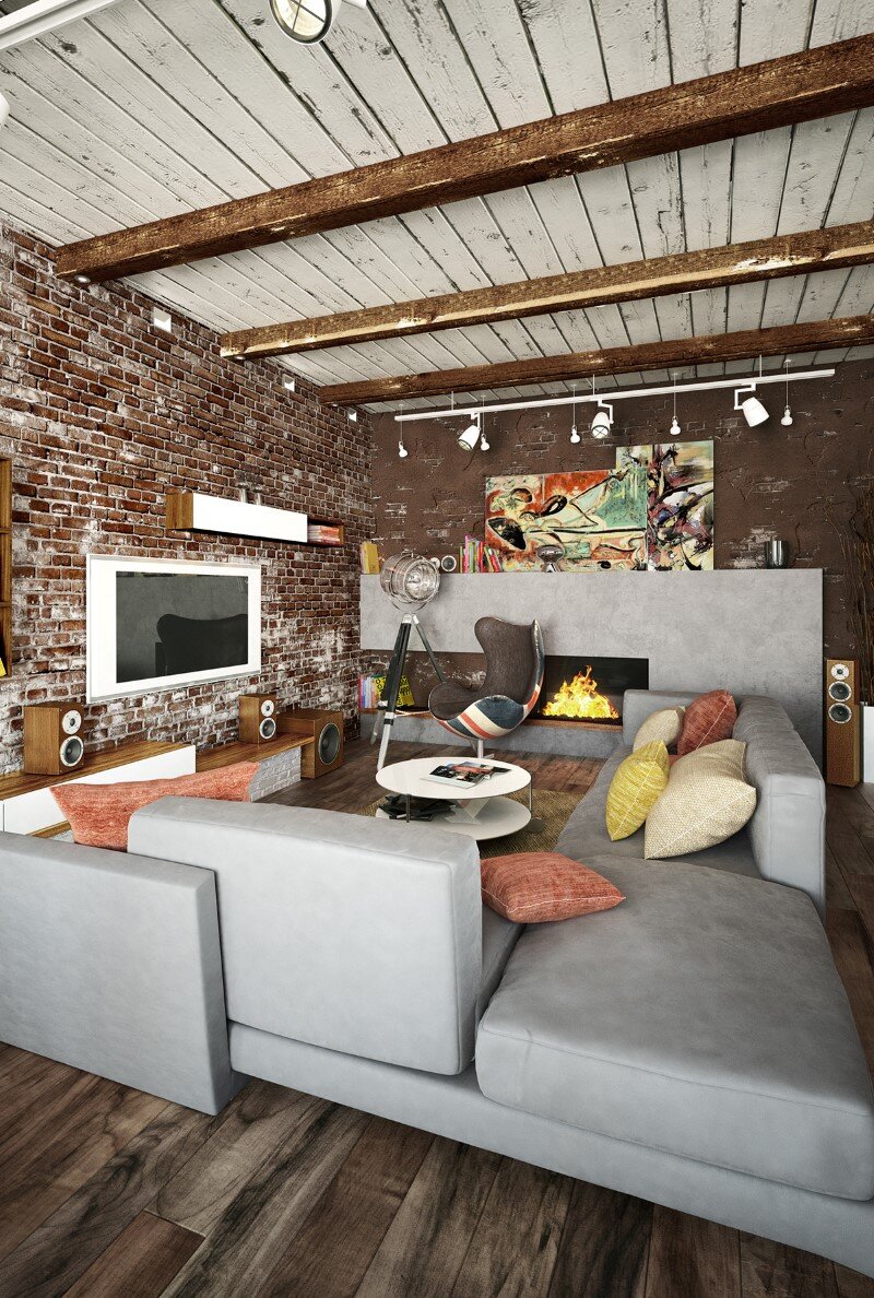 Loft project by Galina Lavrishcheva - combination of styles - rustic and modern (10)