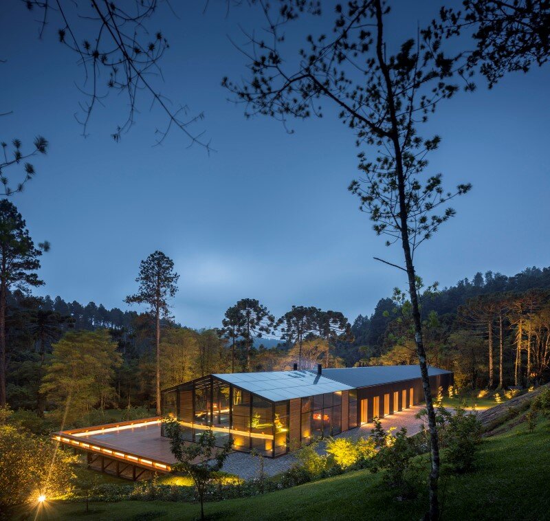 Metal structure house in the midst of a beautiful forest of pine trees 7 (2)