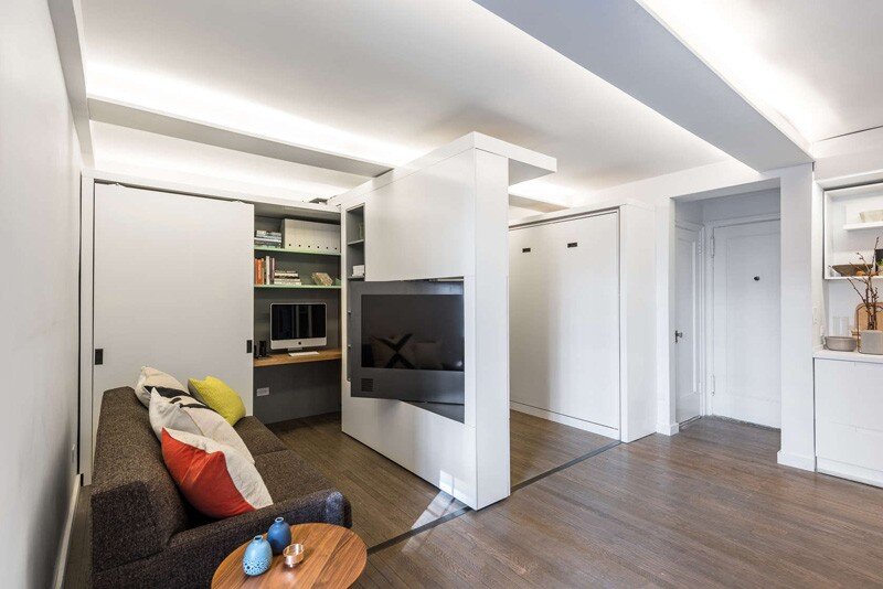 This apartment uses a mechanized moving wall to form different areas (2)