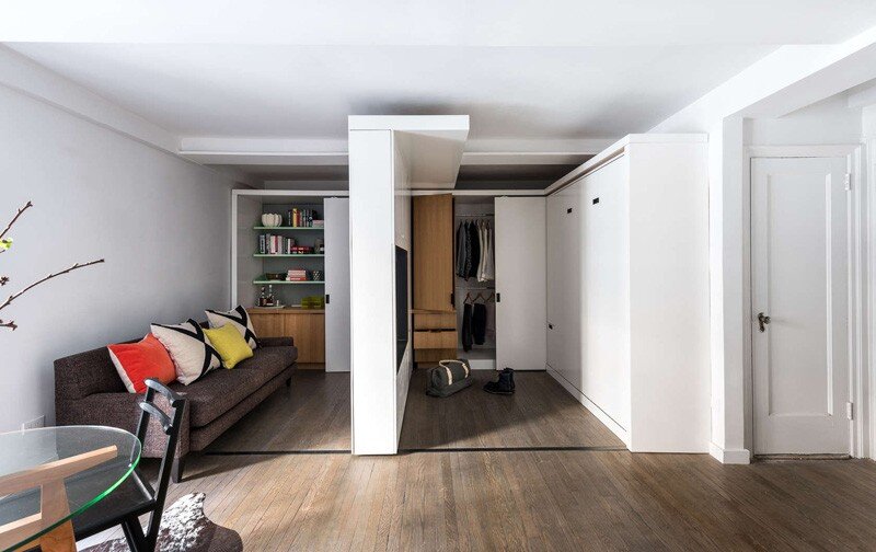 This apartment uses a mechanized moving wall to form different areas (3)