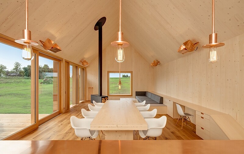 Wohnhaus aus Holz wooden-frame house heated by a geothermal heat pump (8)