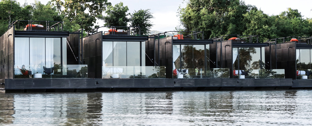 Agaligo Studio have designed a series of floating homes on the River Kwai Bridge, Thailand (2)