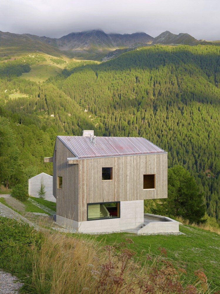 Concrete Hut Covered with Wood Cladding in the Val d'Hérens (10)