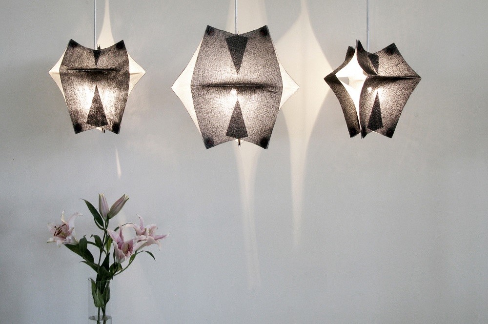 Lighting Fixtures Made of Buckram Fabric – Se’Paar by Taeg Nishimoto