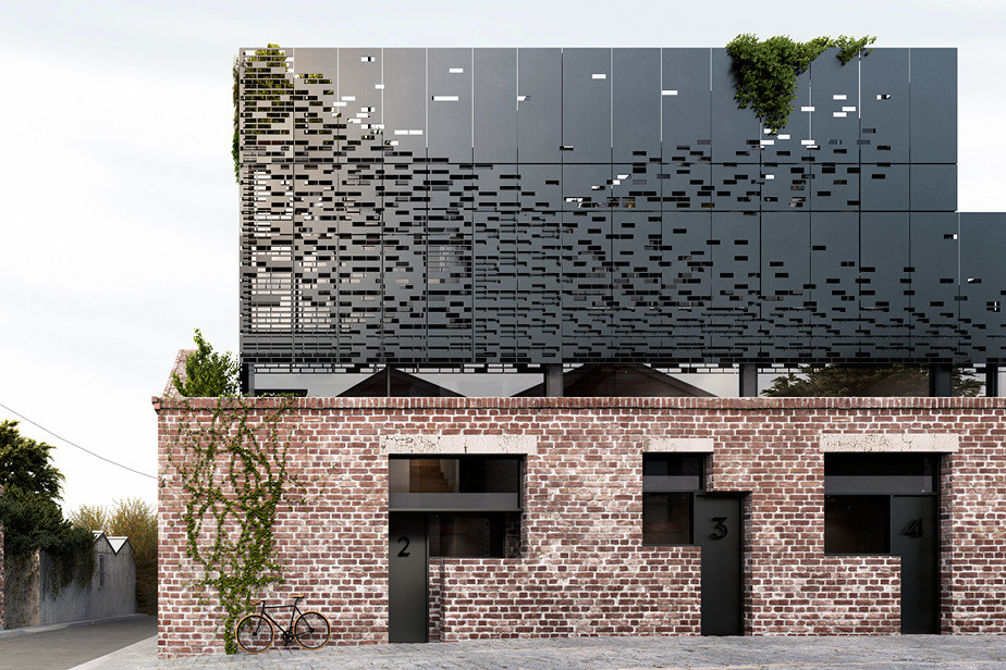 These warehouse homes have a original metal and brick facade (3)
