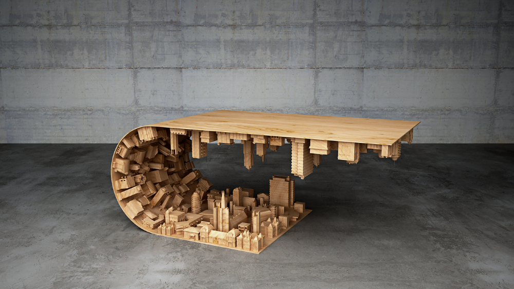 Wave City Coffee Table Inspired by the 2010 Movie Inception