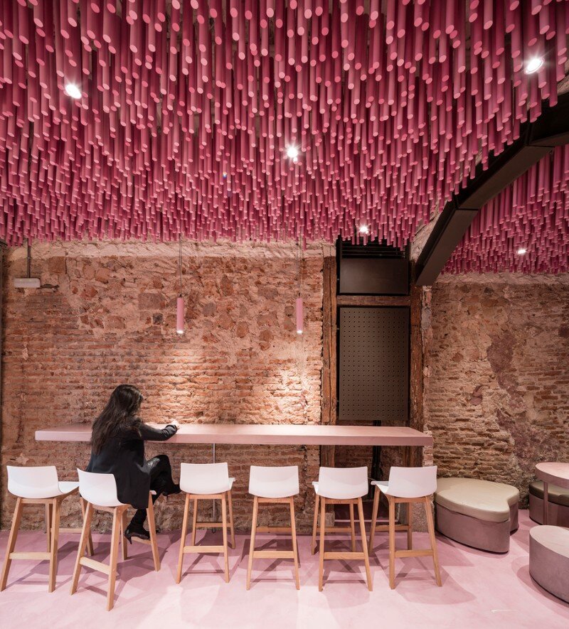 12,000 Pink Wooden Sticks Hanging from the Ceiling (13)