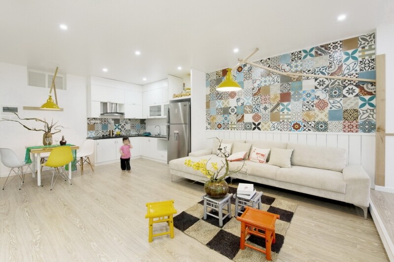 Ceramic Tiles Used as a Decorative Material - HT Apartment in Vietnam (7)