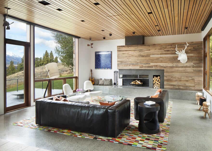 living room, A Wyoming Getaway Home for a Family of Five