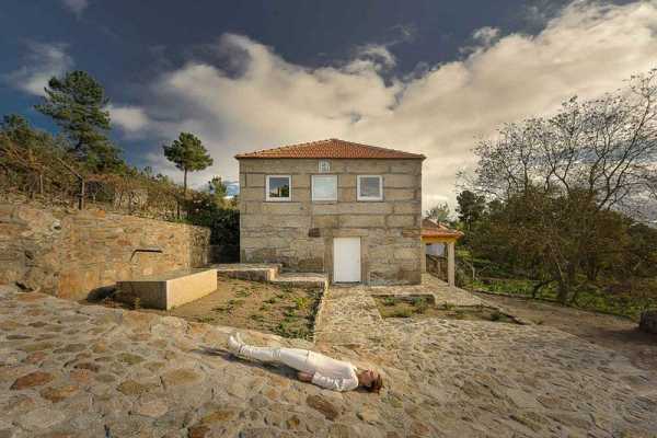 Wood Structure Inside Stone Walls