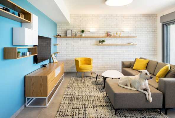 White Bricks - Blue Wall Apartment / EN Studio