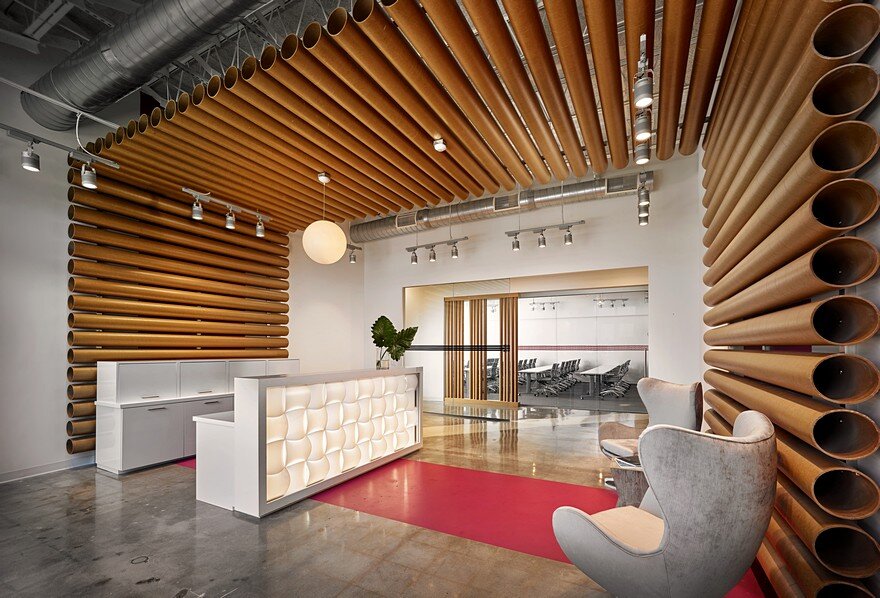 Stantec Designs Headquarters for Hospitality Upholstery Leader Valley Forge Fabrics 1