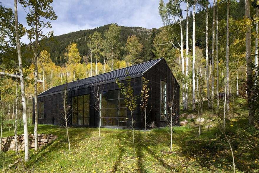 Cottage Black Provides a Retreat Within a Dense Aspen Grove 1