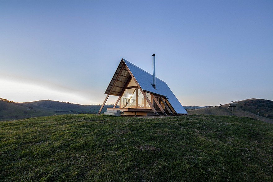 Kimo Hut is an A-Frame-Tent Shape with Two Open Ends and a Corrugated Metal Roof