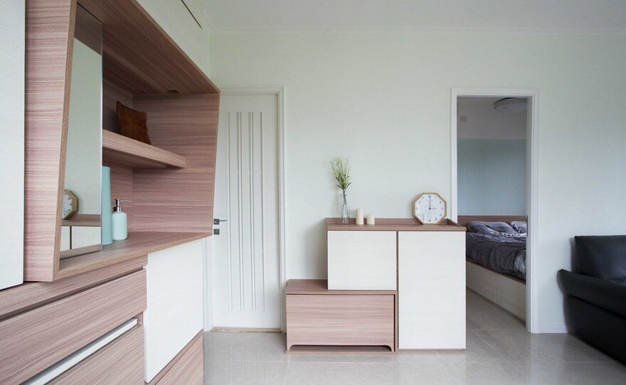 Adjustable Wooden Furniture Maximizes Small Apartment in Hong Kong 7