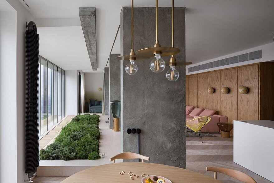 Modern Concrete Apartment Softened By The Wooden Notes in Kiev