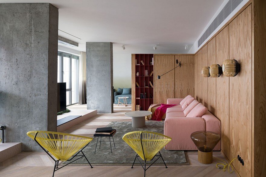 Modern Concrete Apartment Softened By The Wooden Notes in Kiev 2