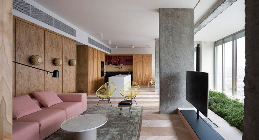 Modern Concrete Apartment Softened By The Wooden Notes in Kiev 5