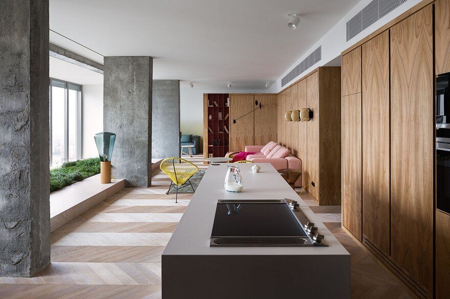 Modern Concrete Apartment Softened By The Wooden Notes in Kiev 6