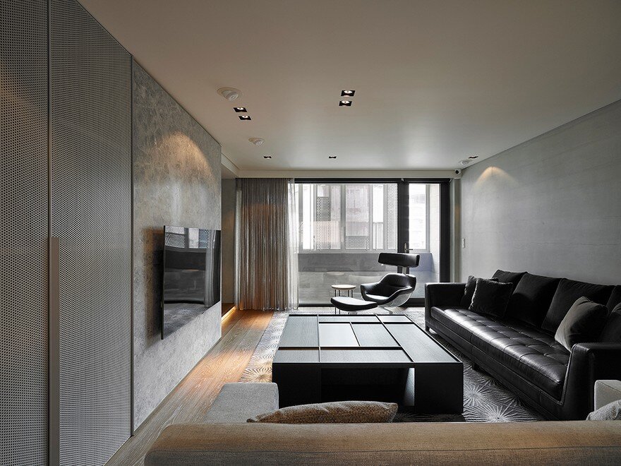 Masculine Black and Gray Apartment in Taipei Exhibiting a Mix of Textures 7