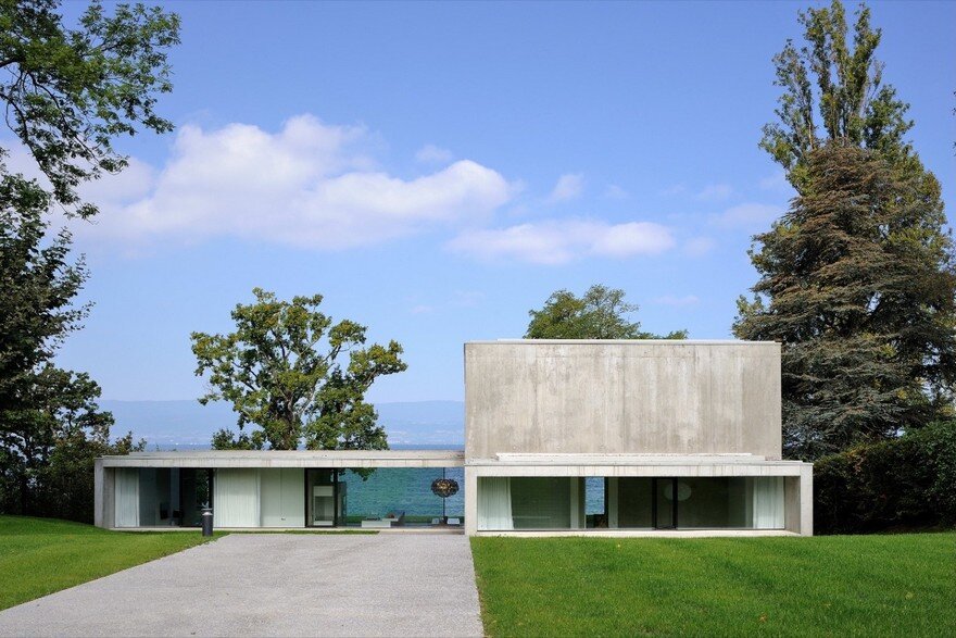 Contemporary Lake House Made Entirely of Raw Concrete