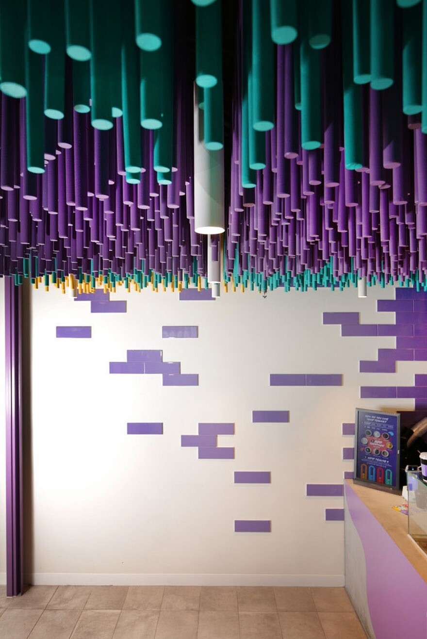 Tealive Bubble Tea Shop with a Striking Ceiling Installation 7