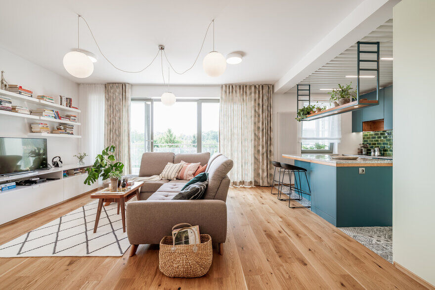 Wroclaw Apartment - Wood & Color by Marmur Studio